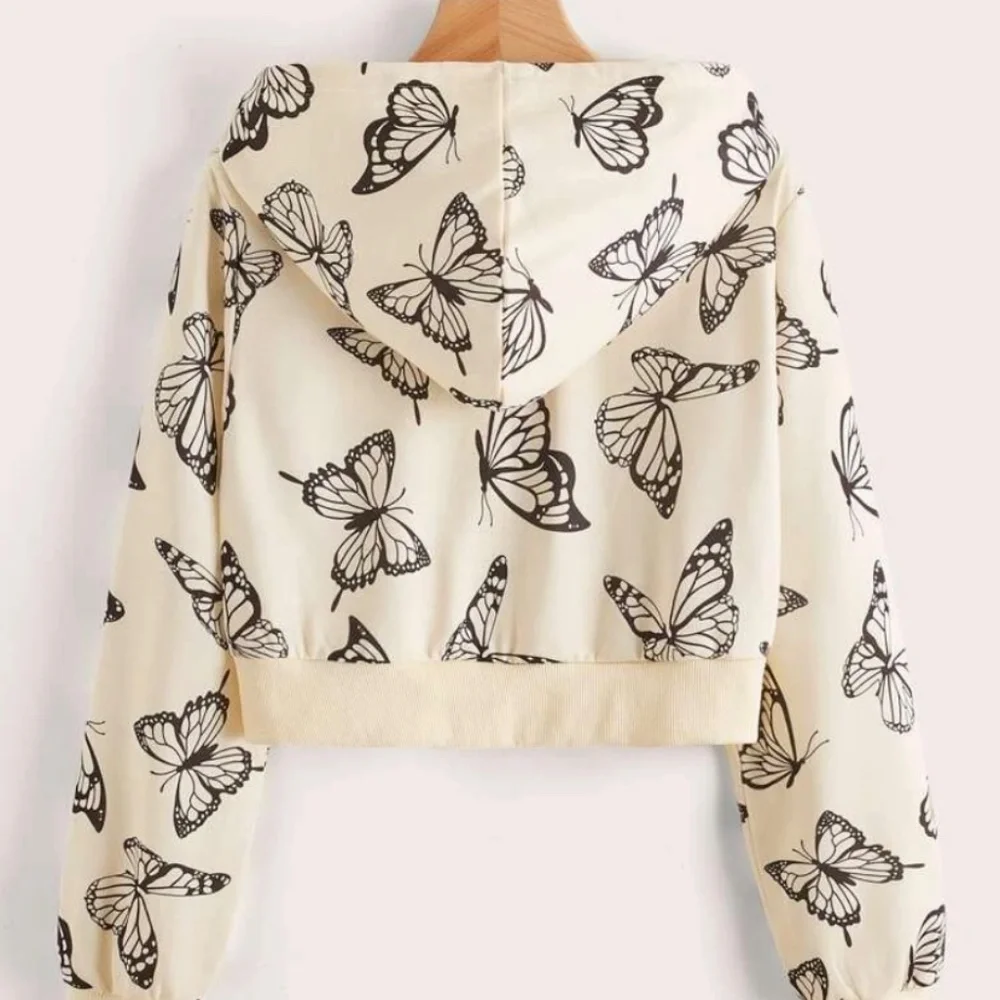 Cropped Zipup Butterfly Hoodie - Picture 2 of 2